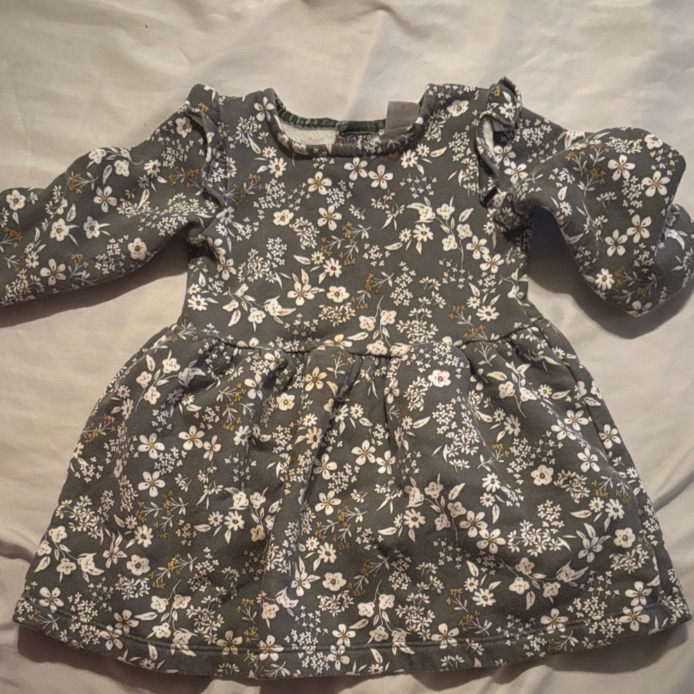 Carter's Gray Floral Kids Dress